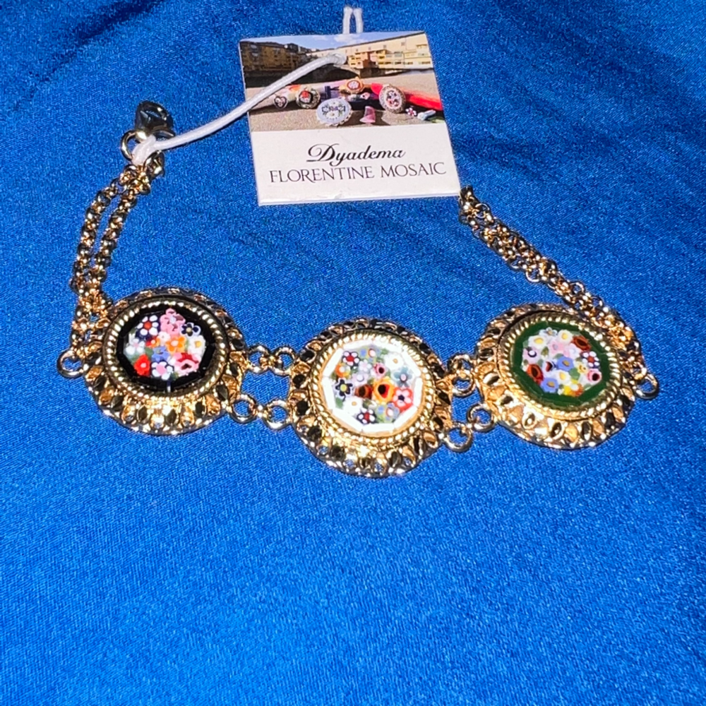 Dyadema 18k gold over 925 italy silver mosaic bracelet